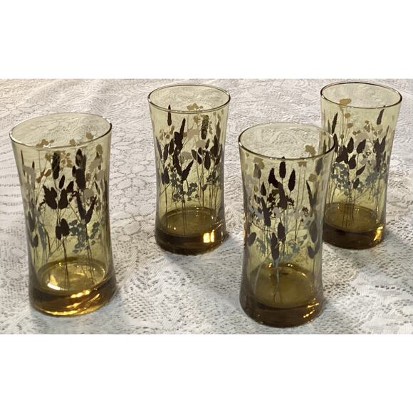 Set Of 4 Vintage Federal Interlude Highball Hourglass Drinking Glasses 12 Ounces - Picture 1 of 9